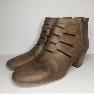 Aquatalia Tan Frieda Cutout Leather Booties.